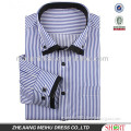 men's blue and white stripped button down collar office work shirt